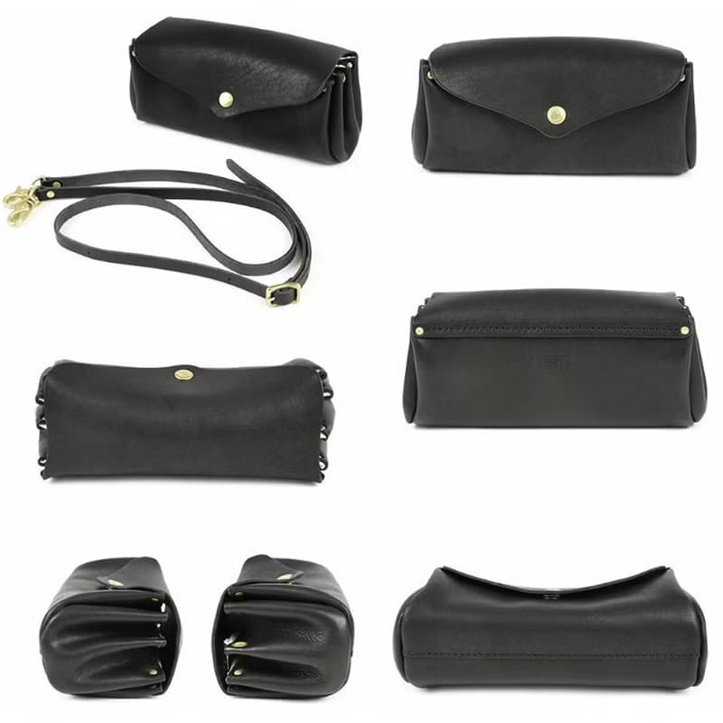 日本職人手工 摺邊多夾層牛皮錢包/側背包Made in Japan by CHAM