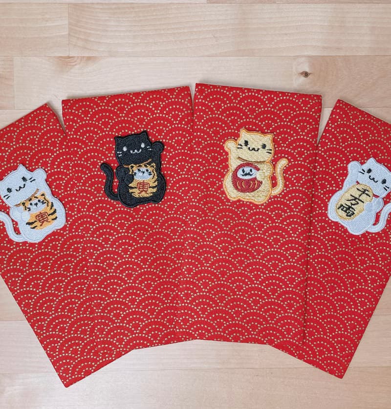 【虎 招財貓 紅包】新年紅包 燙金 刺繡 紅包袋