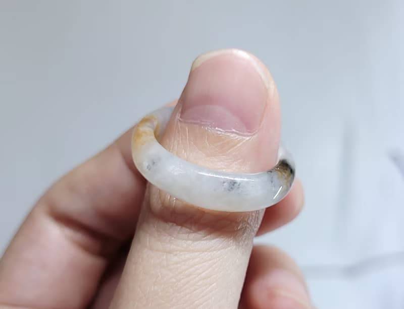 【親翠】天然翡翠  三花特殊款美手指鐲18號戒圈 畢業禮物