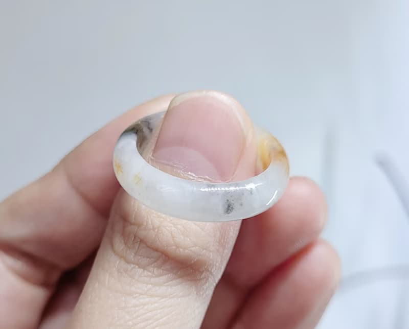 【親翠】天然翡翠  三花特殊款美手指鐲18號戒圈 畢業禮物