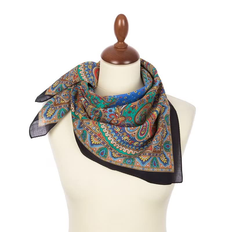 Pavlovo Posad Shawl, Russian Cotton Neck Scarf 100% Cotton Summer Wrap 1750-18