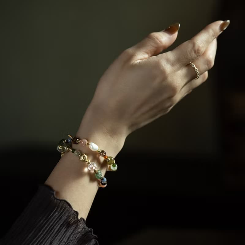 花都開好了 l 沙弗萊綠磷灰葡萄石雙圈手鍊 C1686