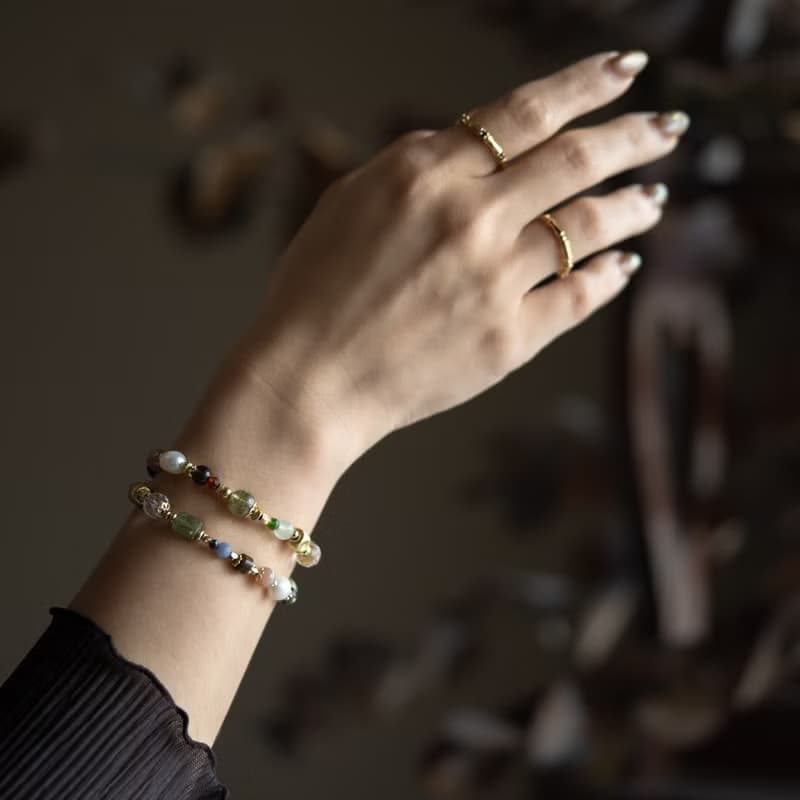 花都開好了 l 沙弗萊綠磷灰葡萄石雙圈手鍊 C1686