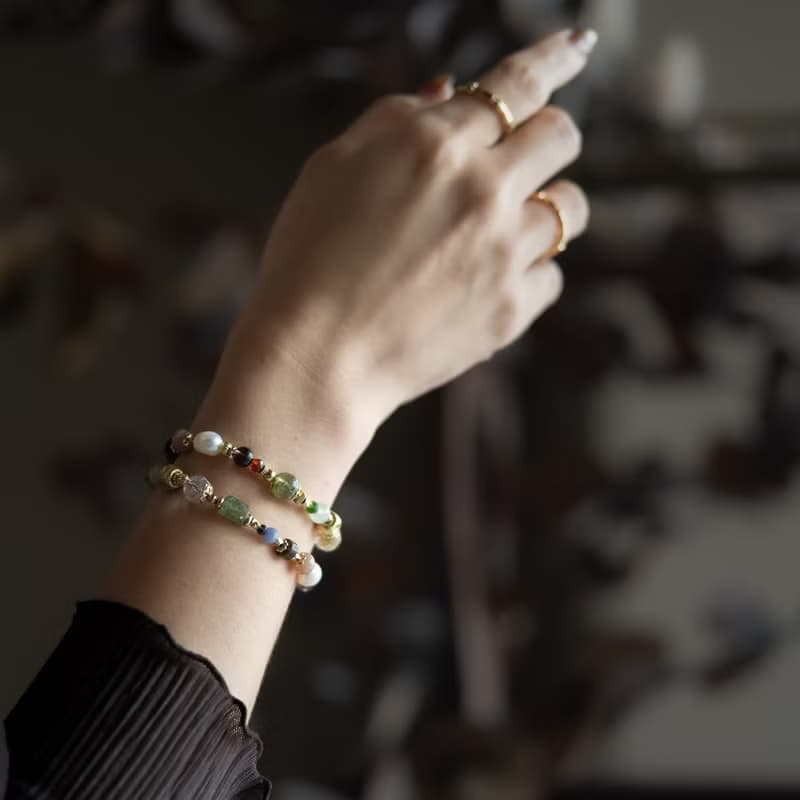 花都開好了 l 沙弗萊綠磷灰葡萄石雙圈手鍊 C1686