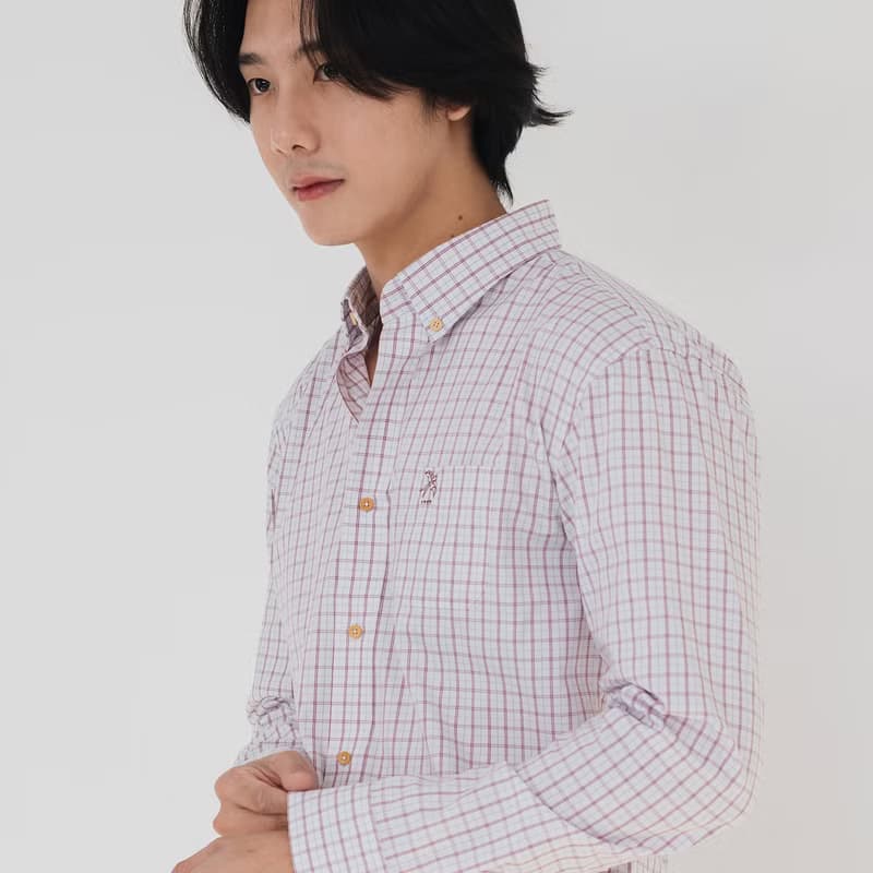 (NO XL) SWALLOW // white red check // men slim fit