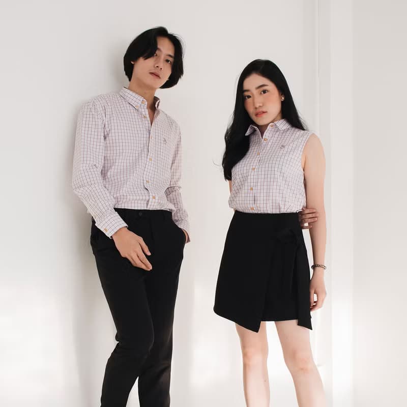 (NO XL) SWALLOW // white red check // men slim fit