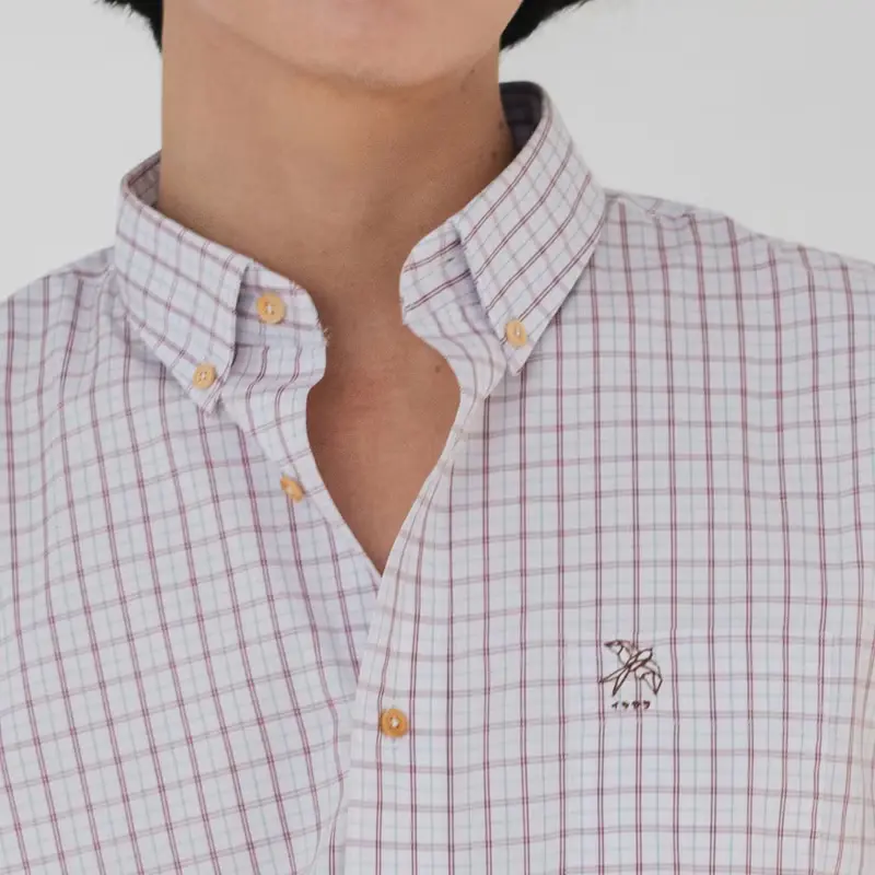 (NO XL) SWALLOW // white red check // men slim fit