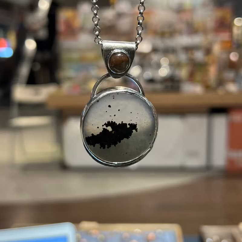 手工樹枝瑪瑙純銀項鏈