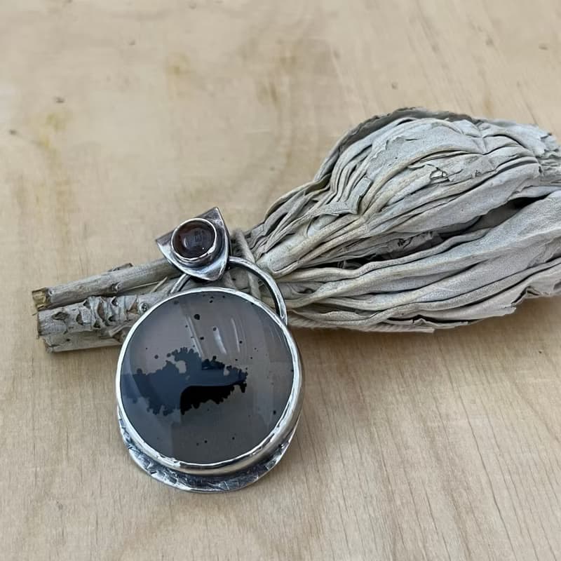 手工樹枝瑪瑙純銀項鏈