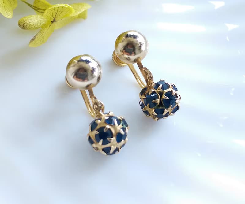 Vintage Jewelry 西洋古董飾品 垂墜 藍星 小巧 栓式耳環