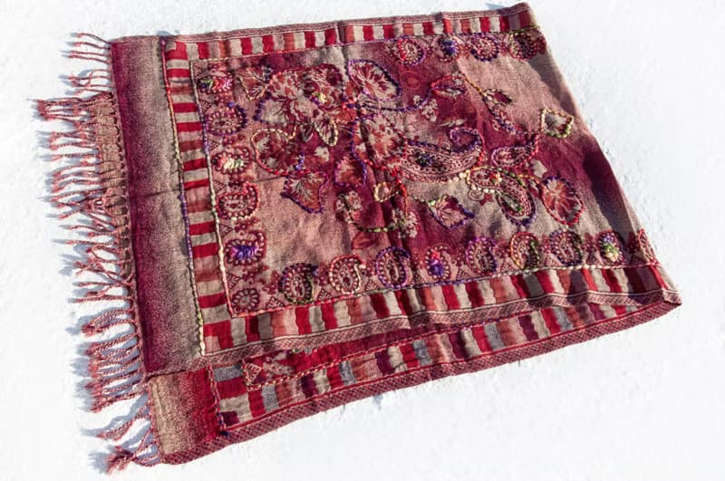 喀什米爾Cashmere/水煮羊毛披肩/針織圍巾/刺繡圍巾/羊絨披巾-花