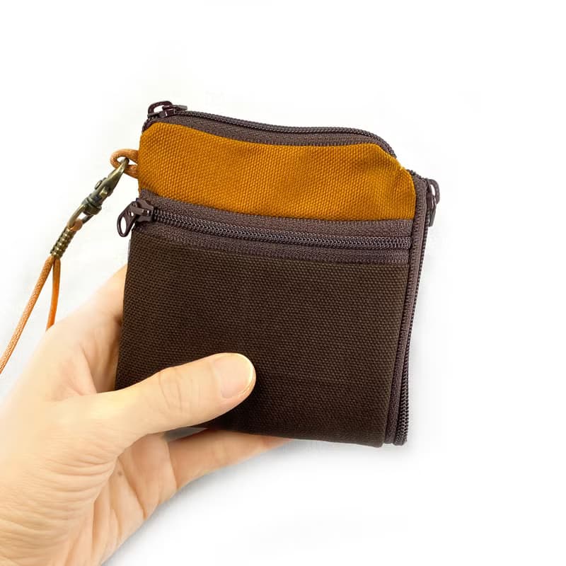 夾心短夾 (駝色帆布) (附繩) 接單生產*