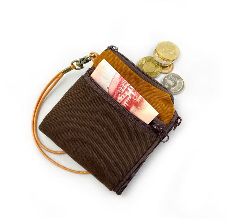 夾心短夾 (駝色帆布) (附繩) 接單生產*