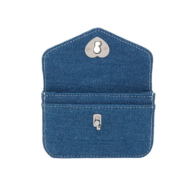 Heart Lock Compact Card Wallet denim