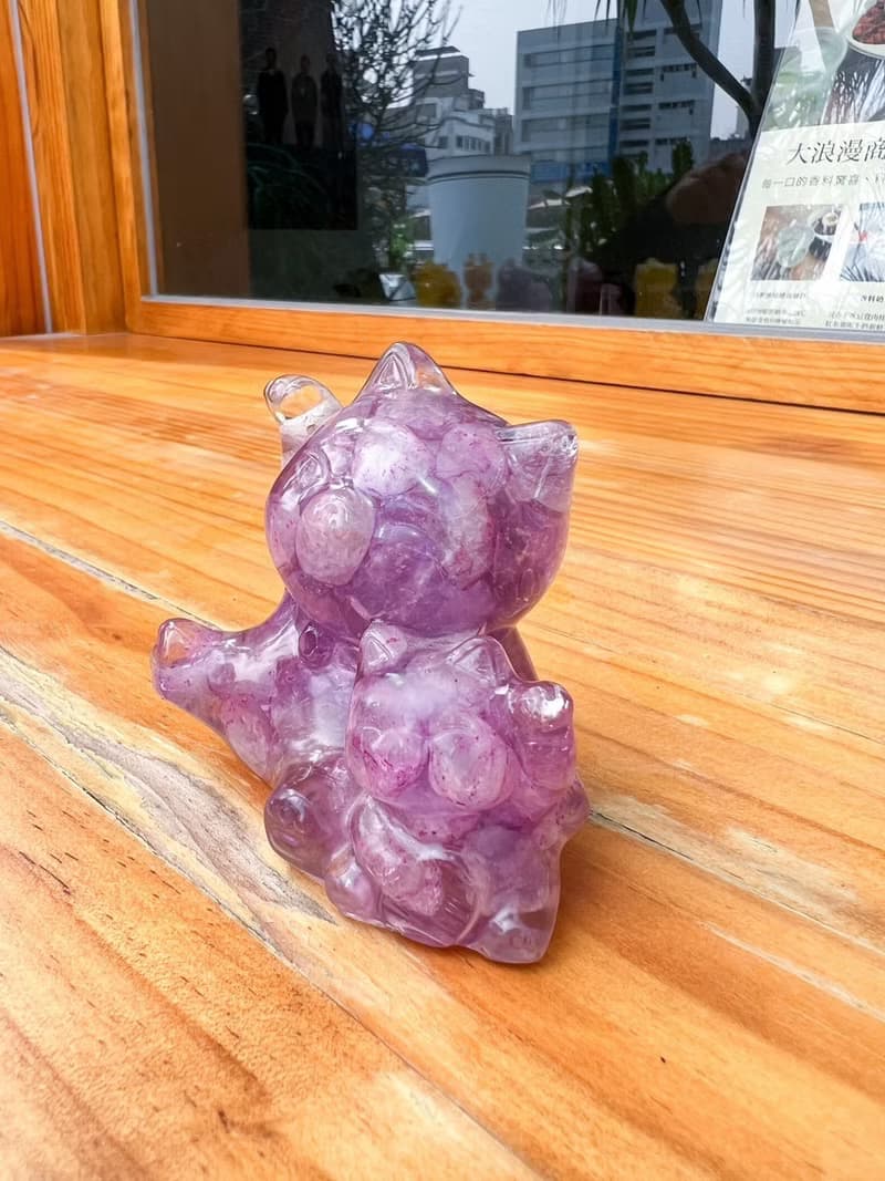 水晶擺飾【母子招財貓 紫水晶】貴人運 招財 開智慧 增加人緣