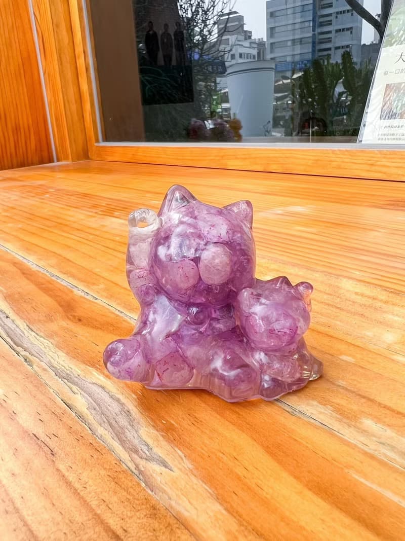 水晶擺飾【母子招財貓 紫水晶】貴人運 招財 開智慧 增加人緣