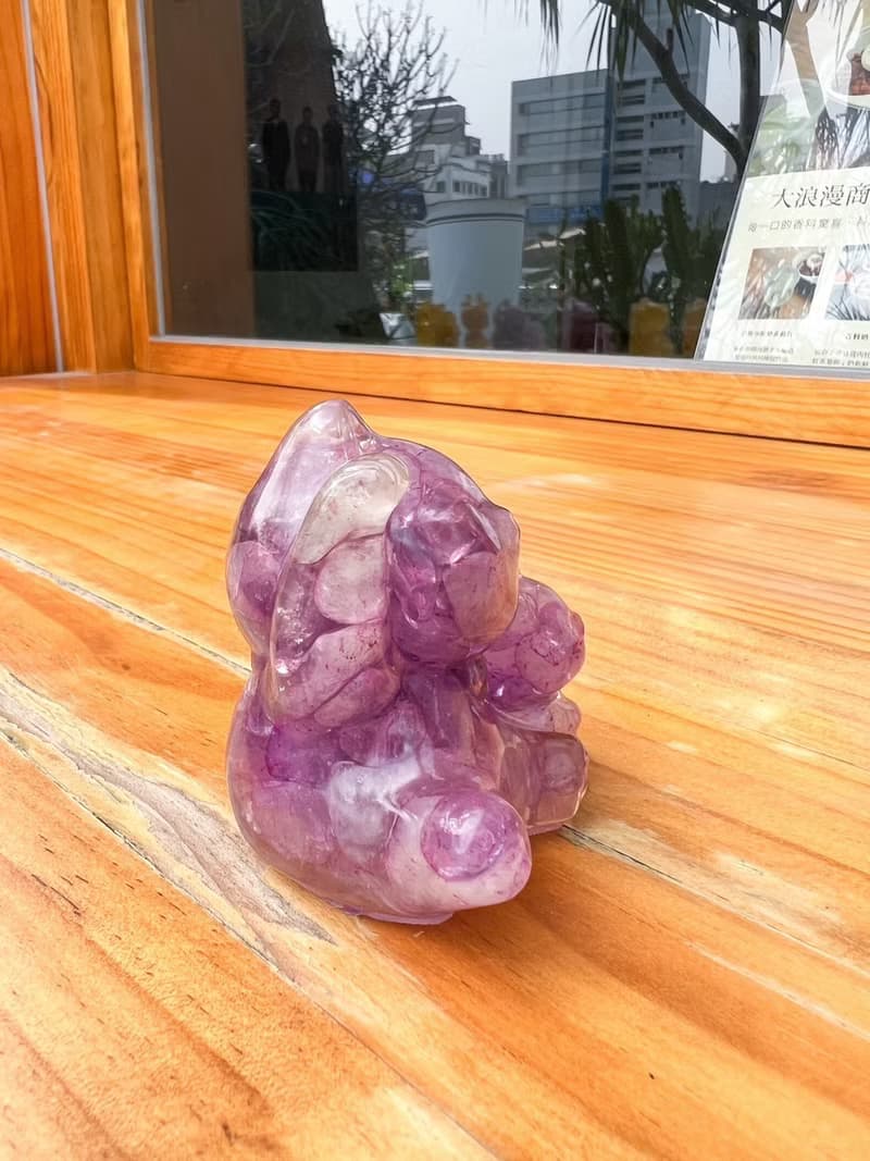 水晶擺飾【母子招財貓 紫水晶】貴人運 招財 開智慧 增加人緣