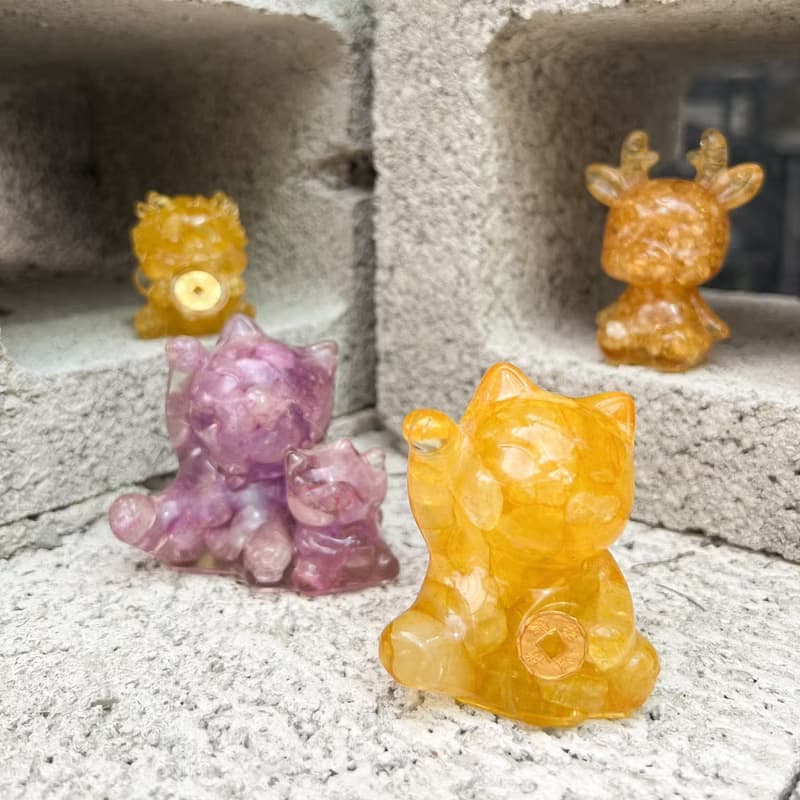 水晶擺飾【母子招財貓 紫水晶】貴人運 招財 開智慧 增加人緣