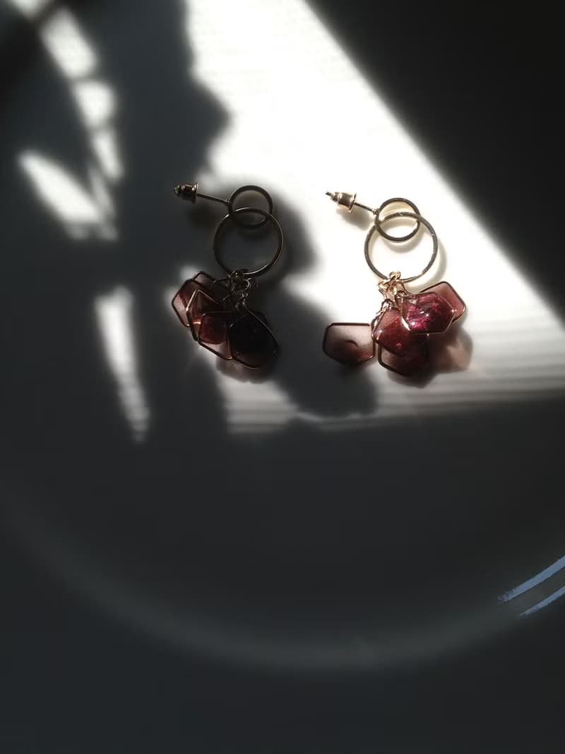 雙環鑰匙花 耳環 / 耳夾可 手工樹脂 上班族耳環 可愛 送禮