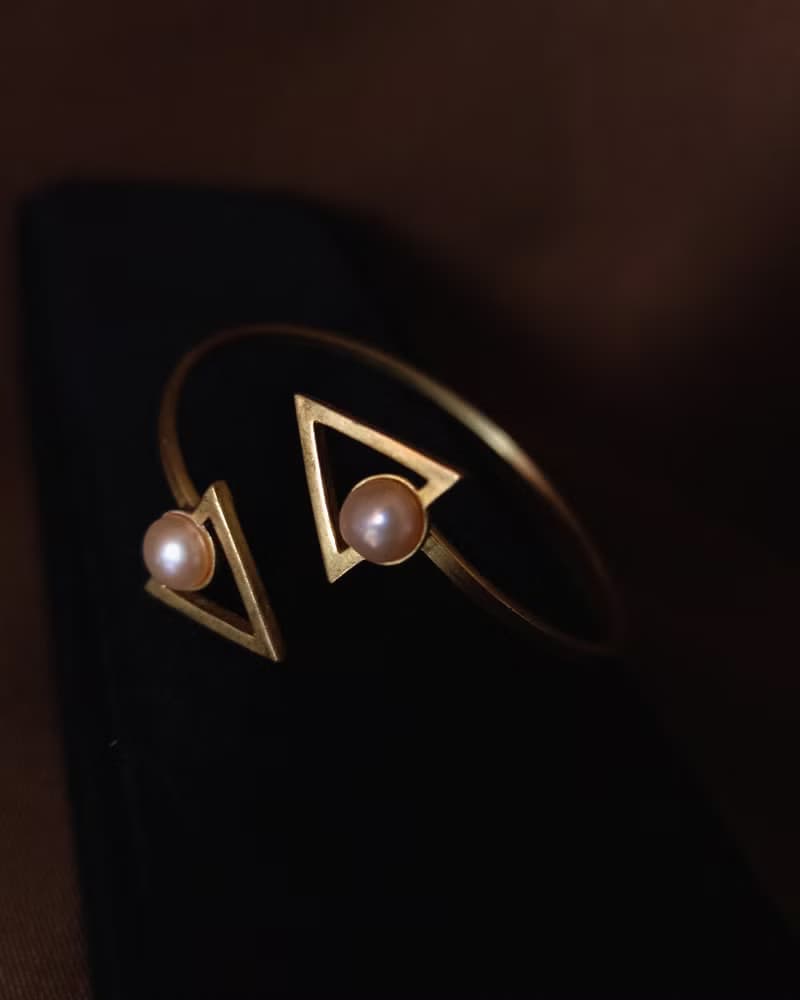 珍珠黃銅手環 / 幾何學