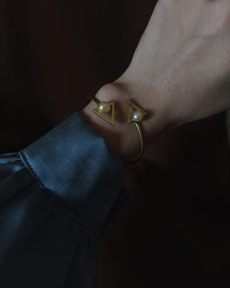 珍珠黃銅手環 / 幾何學