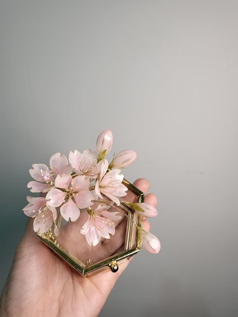 【沾浸藝術•玻璃飾盒】櫻花。小夜燈。生日禮物