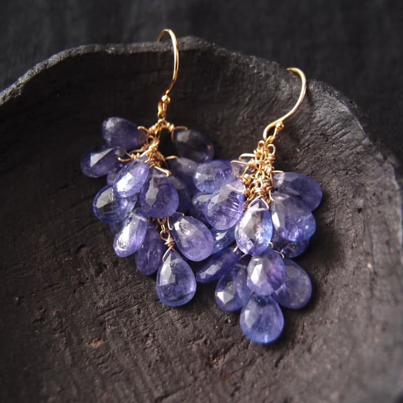 【K14gf】Drop Long earrings・タンザナイトのロングピアス