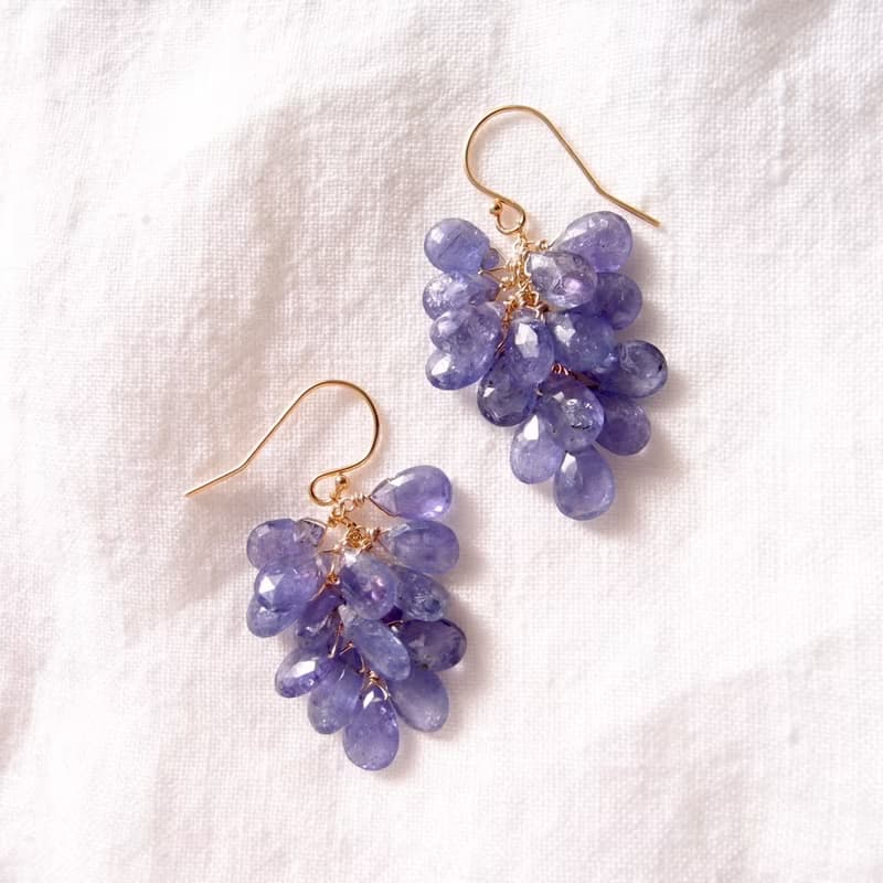 【K14gf】Drop Long earrings・タンザナイトのロングピアス
