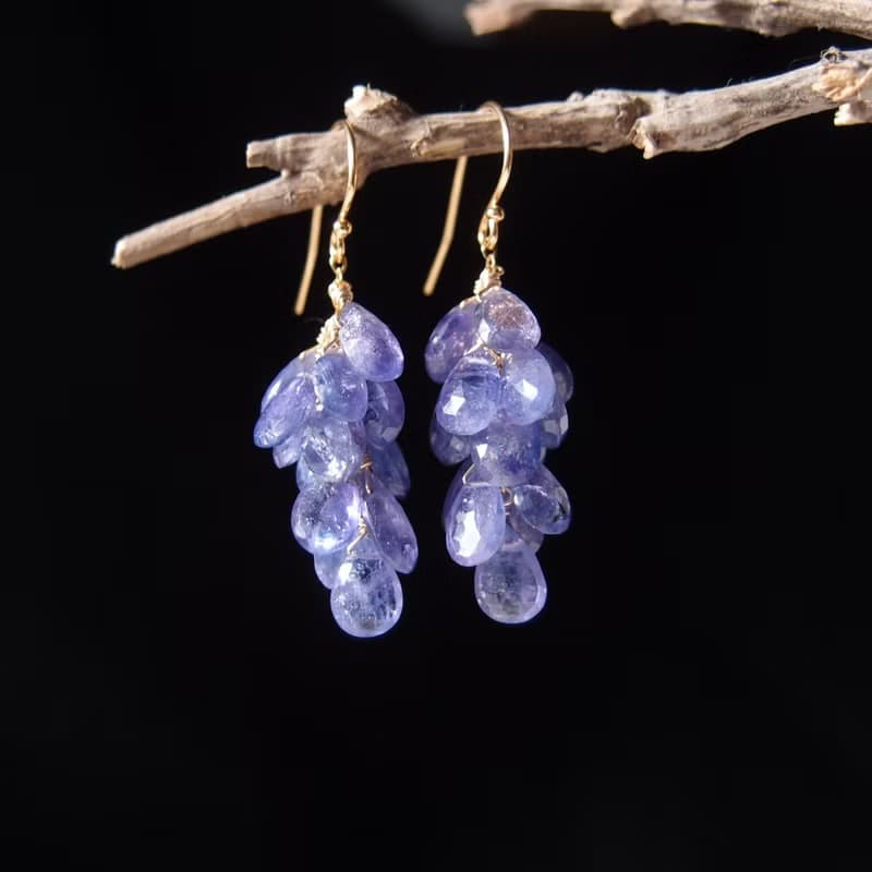 【K14gf】Drop Long earrings・タンザナイトのロングピアス