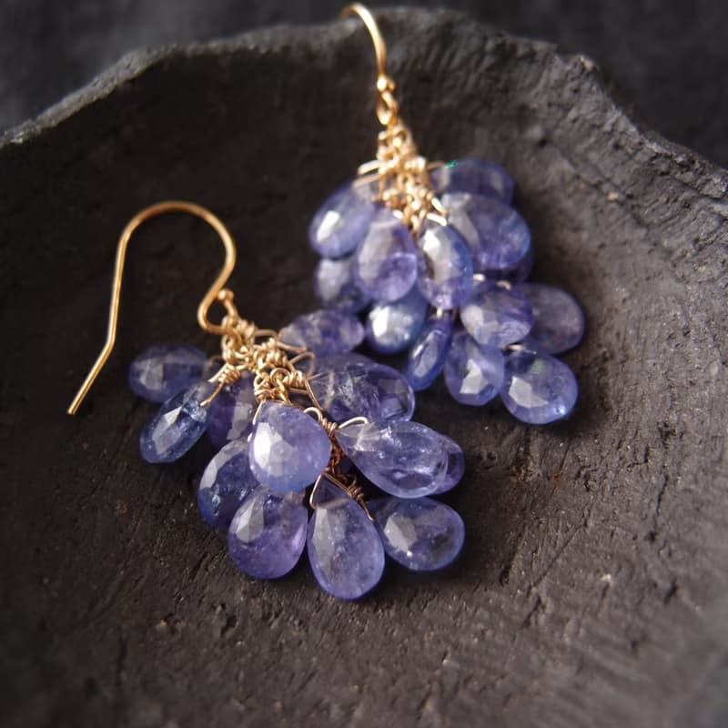 【K14gf】Drop Long earrings・タンザナイトのロングピアス