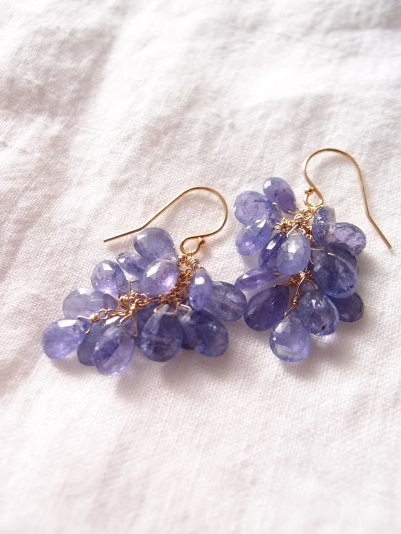【K14gf】Drop Long earrings・タンザナイトのロングピアス