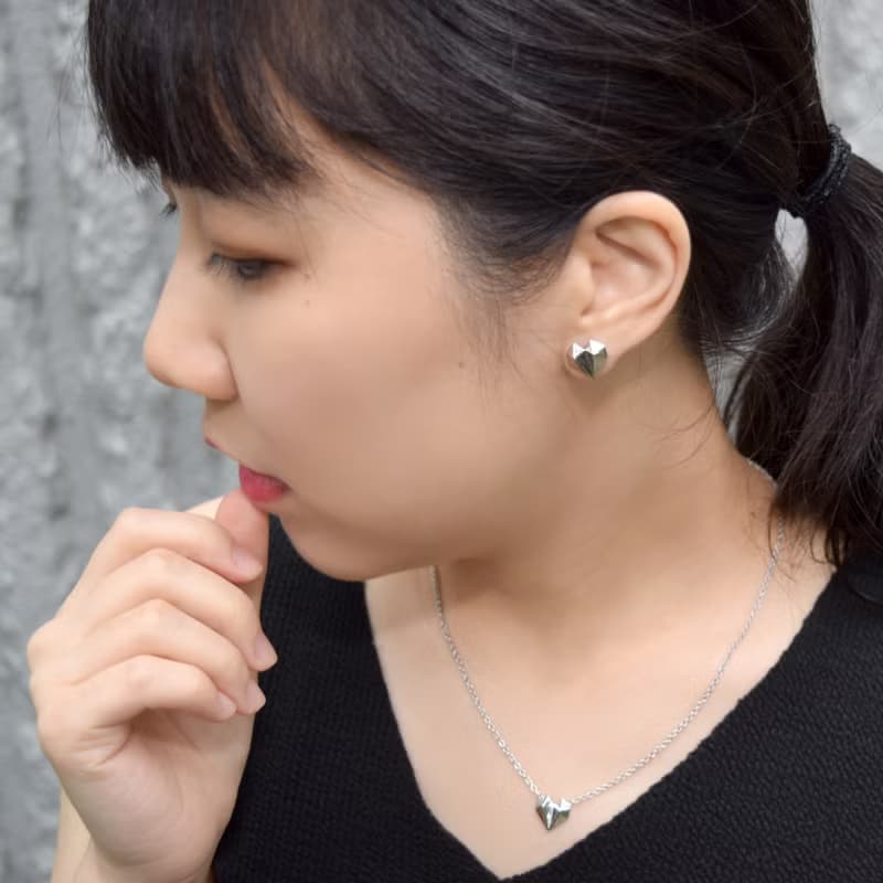 【由本地老工匠製造】鑽石心形18K白金項鍊