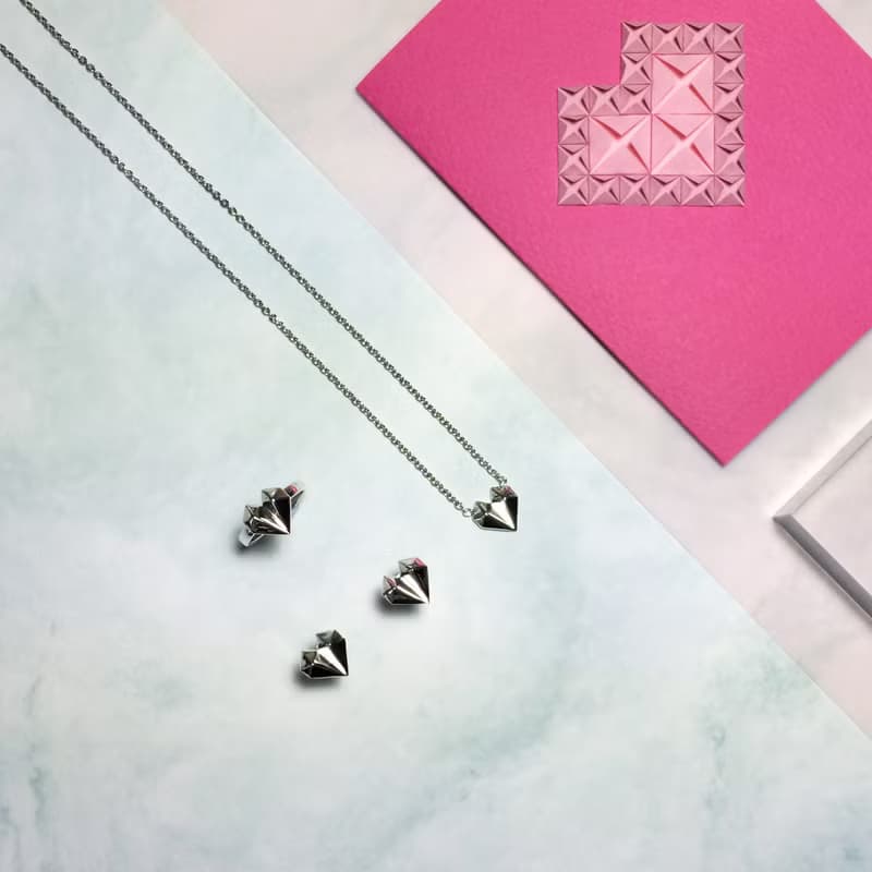 【由本地老工匠製造】鑽石心形18K白金項鍊