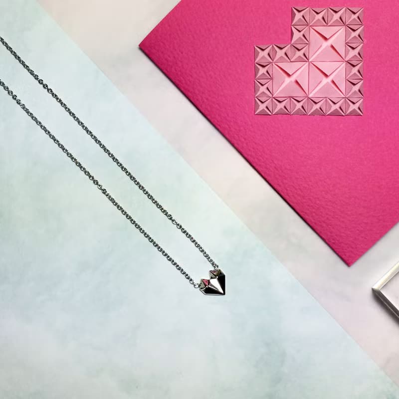 【由本地老工匠製造】鑽石心形18K白金項鍊