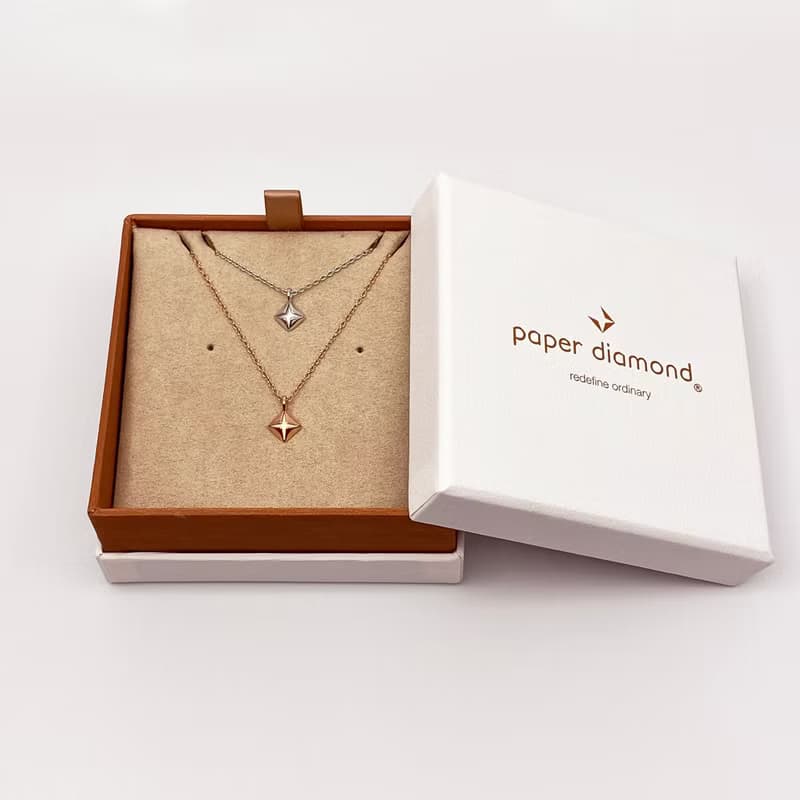 【由本地老工匠製造】鑽石心形18K白金項鍊