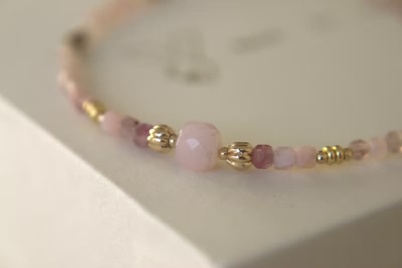 手鍊 粉紅澳寶 草莓晶 天然石 - 休息一下 -