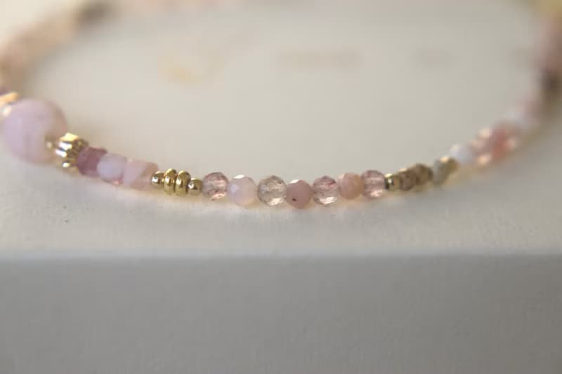 手鍊 粉紅澳寶 草莓晶 天然石 - 休息一下 -