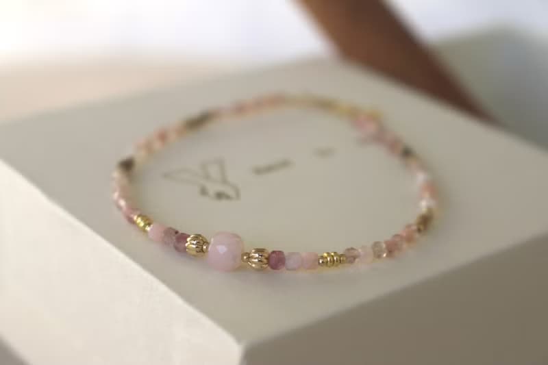 手鍊 粉紅澳寶 草莓晶 天然石 - 休息一下 -