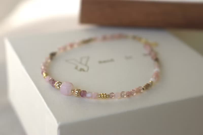 手鍊 粉紅澳寶 草莓晶 天然石 - 休息一下 -