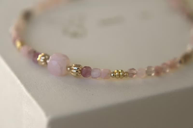 手鍊 粉紅澳寶 草莓晶 天然石 - 休息一下 -