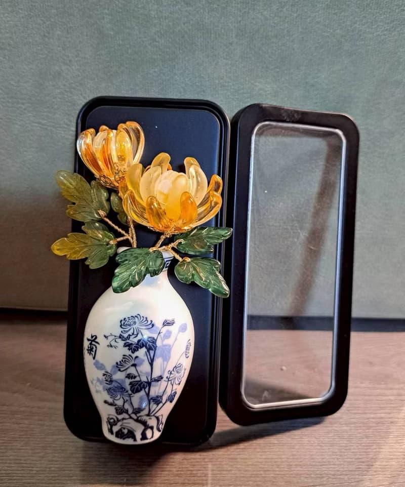 【中國風花瓶-彩菊】磁鐵 ∕ 冰箱貼 ∕ 擴香瓶