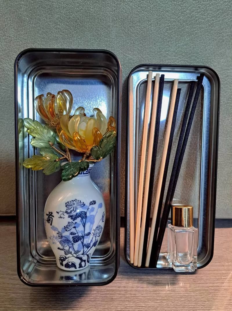 【中國風花瓶-彩菊】磁鐵 ∕ 冰箱貼 ∕ 擴香瓶