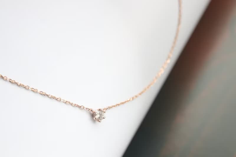 純18K Tint Diamond Necklace 0.10 ct 六爪簡約鑽石項鍊