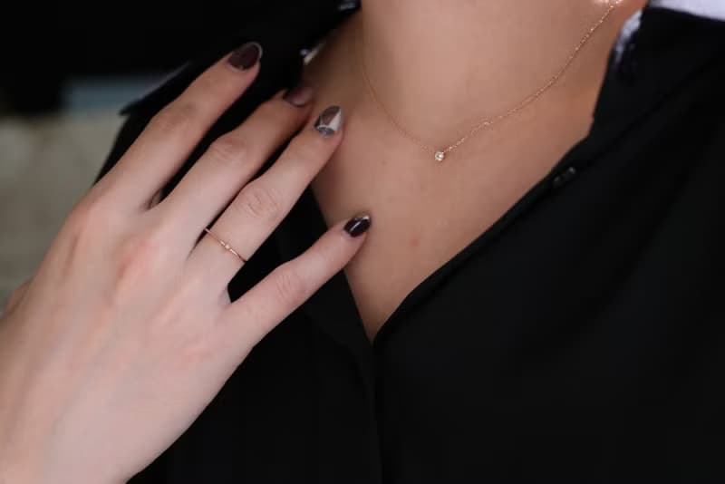 純18K Tint Diamond Necklace 0.10 ct 六爪簡約鑽石項鍊