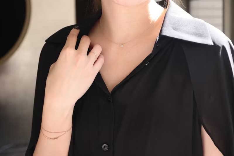 純18K Tint Diamond Necklace 0.10 ct 六爪簡約鑽石項鍊