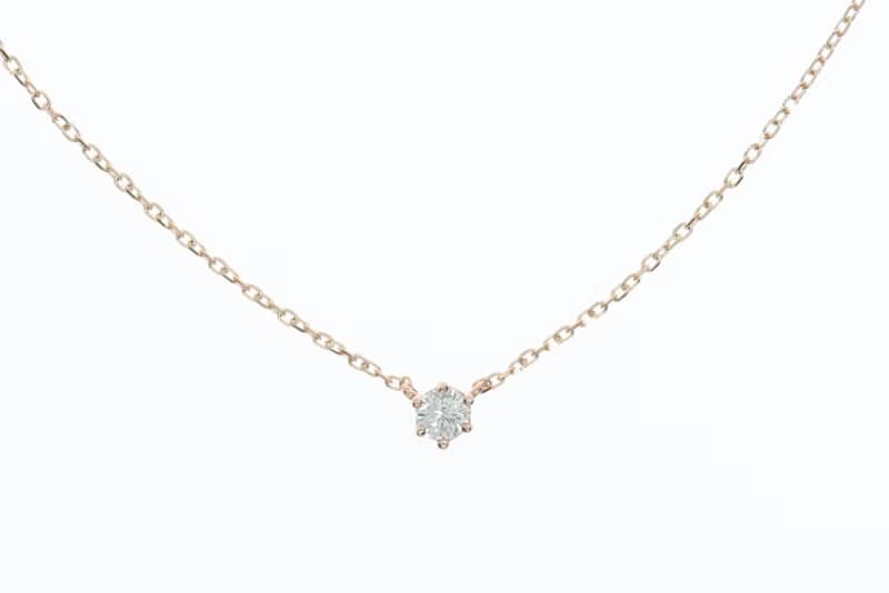 純18K Tint Diamond Necklace 0.10 ct 六爪簡約鑽石項鍊