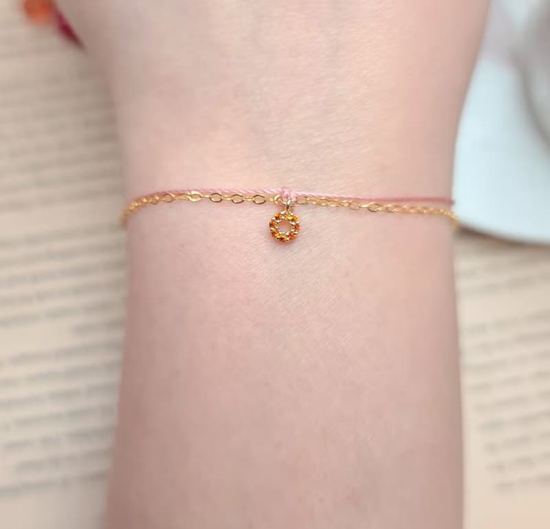 鍊繩款 超小 鍍金 圈圈鑽 甜甜圈 鑽 紅線 手鍊 迷你 月老 閨蜜