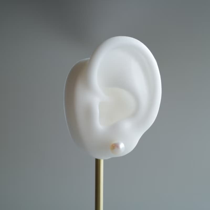 小褶邊和珍珠的耳飾 – 手工鉤織兩用款 銀色