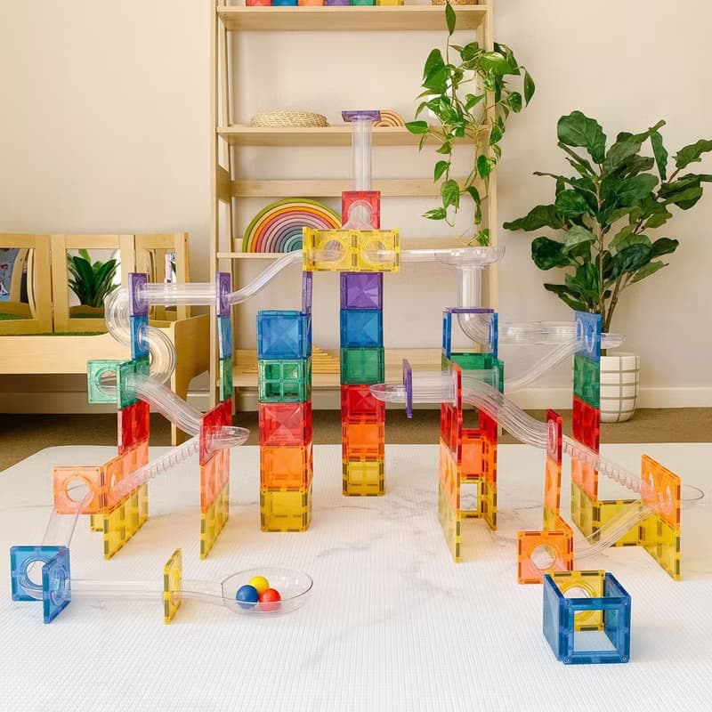 澳洲Connetix彩虹磁力積木-滾球軌道組(92pc)   益智玩具