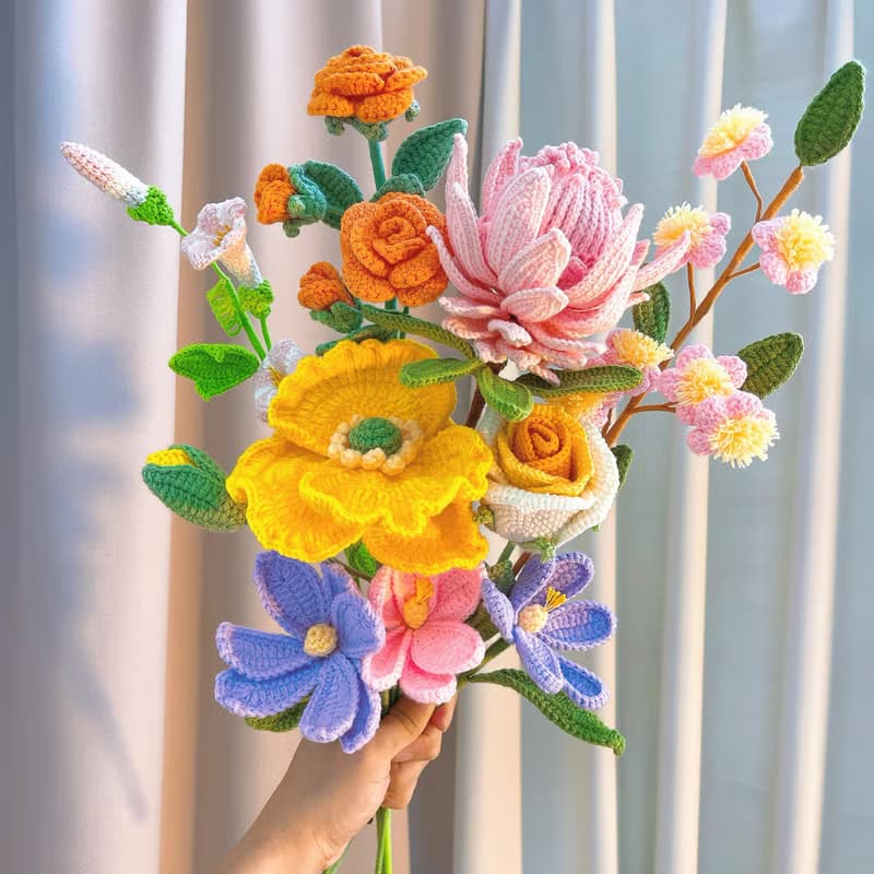 手作鉤織免插花花束
